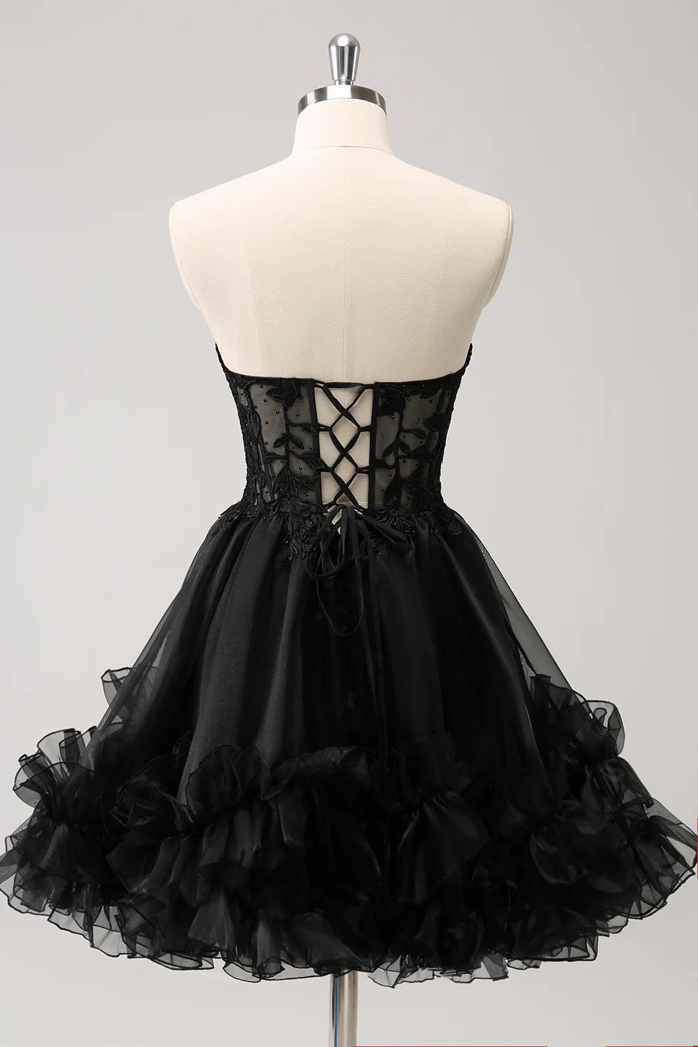 Luolandi A Line Little Black Strapless Homecoming Dress Off Shoulder Sexy Party Dress